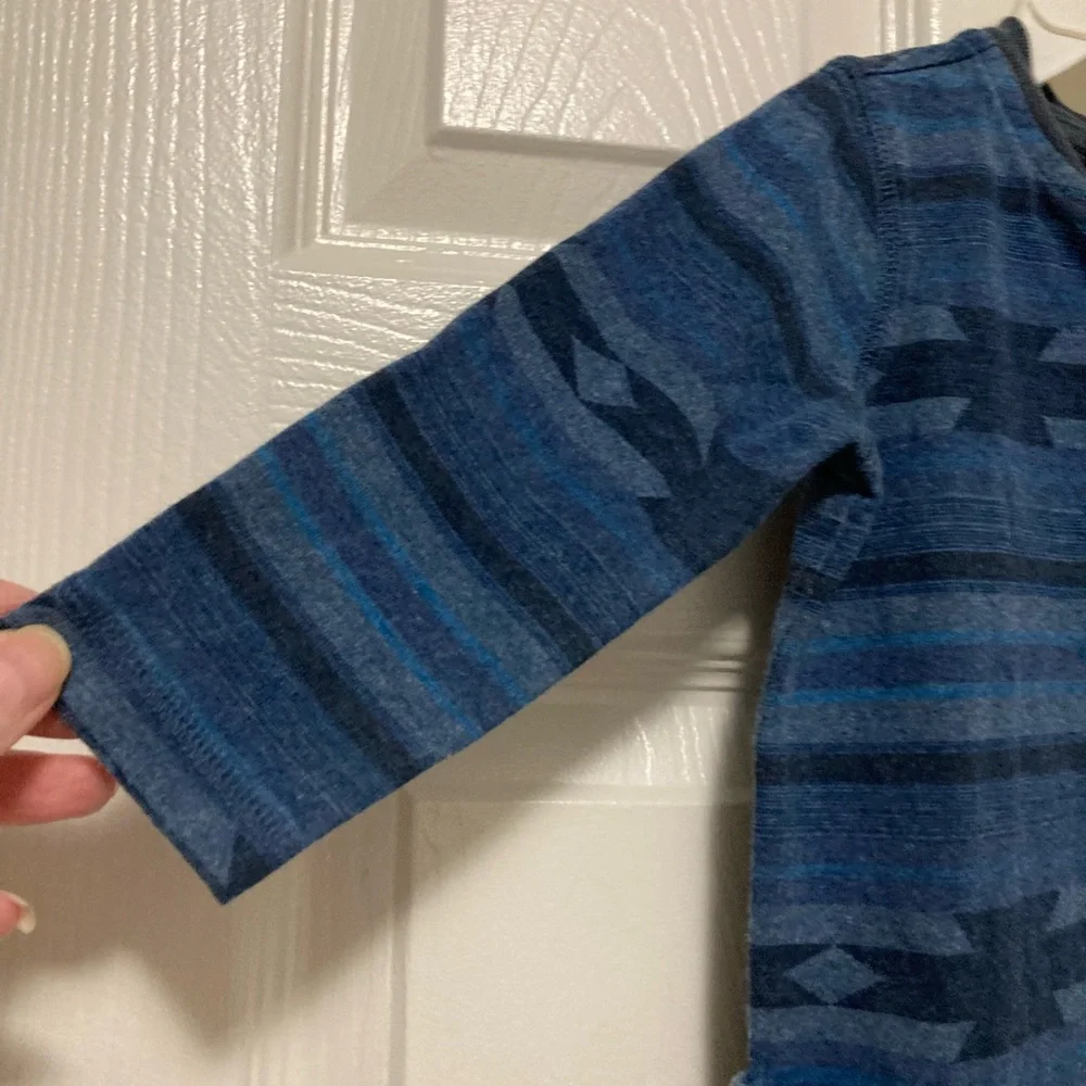 *Tea Collection Blue Southwest Print Long Sleeve Footless 1pc Sz 9-12M Romper #X